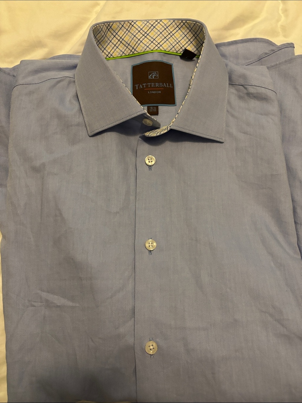 Tattersall London Men's Classic Light Blue Dress Shirt